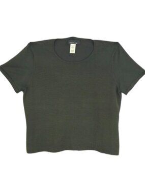 Jones New York Silk Blend Dark Green Top XL Classic Stretch Blouse